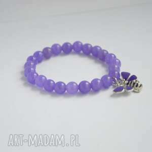 ręcznie zrobione bracelet by sis: charms mucha w fioletowym jadeicie