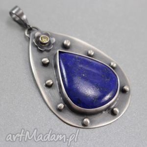ręcznie zrobione wisiorki lapis lazuli cyrkonia i srebro - wisior