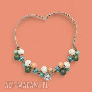 naszyjnik feboo trele morele, ceramika na rzemieniach różnokolorowa