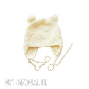 szydełkowa czapka dla niemowlaka z uszkami na jesień prezent