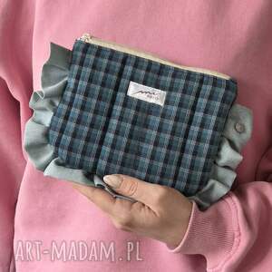 w kratkę z falbanką, pikowana kosmetyczka, saszetka