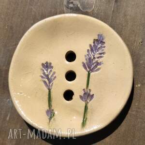 Mydelniczka ceramiczna z lawendą - prowansalska ozdoba do łazienki, 9 cm