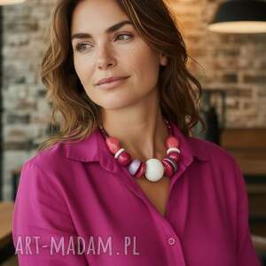 NASZYJNIK FEBOO TALA PINKY, okazały, duże elementy