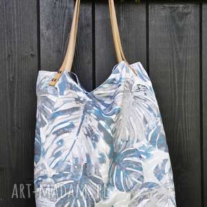 torba tote xxl - monstera, print worek lato