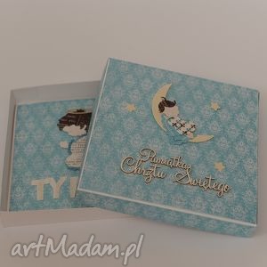 handmade scrapbooking kartki kartka w pudełku chrzest święty