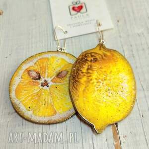kolczyki decoupage duże cytryny - PAULA CZEKA NA WENE biżuteria