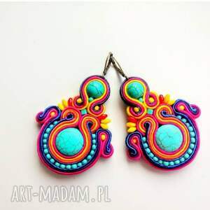 Kolczyki haftowane sutaszowe Bahama, kolorowe