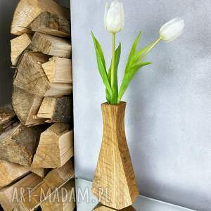 drewniany wazon z dębu na suszone i świeże kwiaty, drewniane dodatki wazony