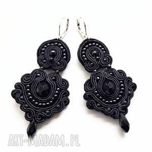 kolczyki sutaszowe ręcznie haftowane black