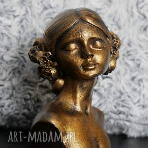 handmade dekoracje rzeźba kobieta złota kwiaty we włosach wys. 10 cm