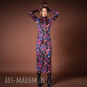 Sukienka z golfem, efektowna, elegancka, oryginalna, dopasowana