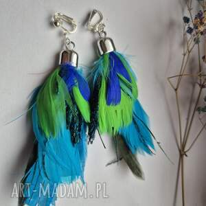 Klipsy pióra wykonane w pojedynczym egzemplarzu piękne kli