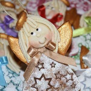 gwiazdeczki aniołki z masy solnej - prezenty dla gości dekoracje świąteczne