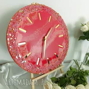 Prezent Różowy zegar 40 cm, glamourowy wystrój