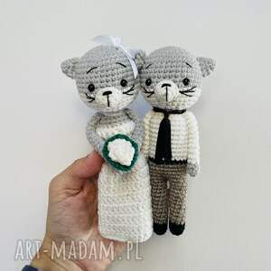 młoda para kotki maskotki prezent ślubny ręcznie robiony pamiątka ślubu