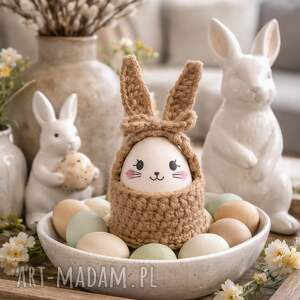 Prezent Koszyczek na jajko w kształcie króliczka / Szydełkowy