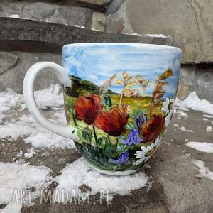 kubki porcelanowy kubek ręcznie malowany polne kwiaty
