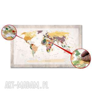 obraz na korku mapa świata nr 26 tablica korkowa 120x70cm pinezki