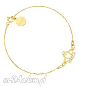 handmade złota bransoletka z koroną zdobioną kryształami swarovski®