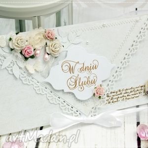 handmade scrapbooking kartki kopertówka z okazji ślubu - delikatność