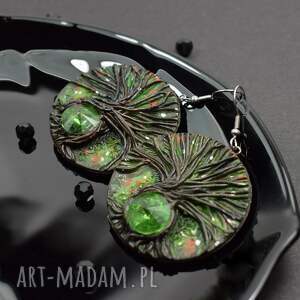 magic forest leśne kolczyki z kryształami, motyw drzewa drzewo