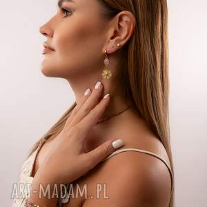 Kolczyki z kryształem Stokrotki, Srebro 925 w złotym pokryciu