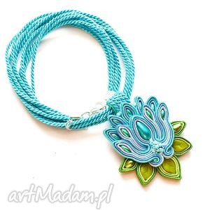 handmade naszyjniki naszyjnik niebieska lilia sutasz soutache beading