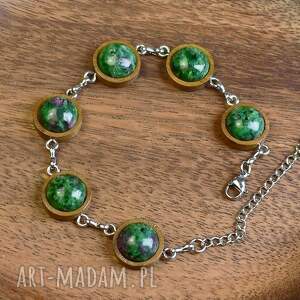 Drewniana bransoletka - zoisyt z rubinem 113 - z kamieniem