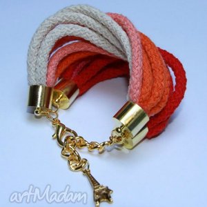 handmade wiosenna bransoletka ze sznurków bawełnianych