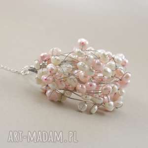 perły w oplocie biel plus róż - bransoletka rezerwacja, naturalne srebro