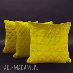 ręczne wykonanie poduszki velvet, komplet musztardowy 45x45cm