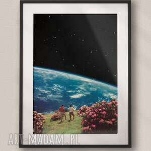 plakat kosmiczny spacer - kolaż fine art a3