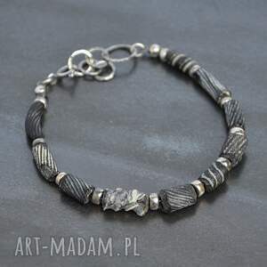 czarne szkło afgańskie srebrna bransoletka ii srebro oksydowane surowa