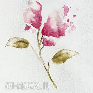 Prezent Różowy Kwiat A4 akwarela, obraz kwiatek