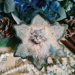Zawieszka z kotkiem decoupage - dekoracja vintage shabby chic