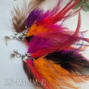 Kolczyki energetyczne rękodzieło pióra, kol, fo, dam, rt, bo