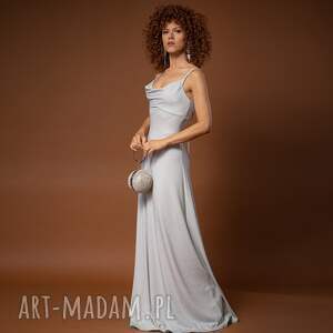 sukienki stella maxi - srebrna wieczorowa suknia, długa