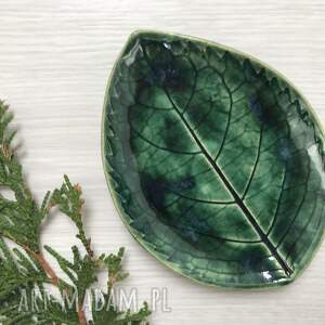 handmade ceramika listek w zieleni