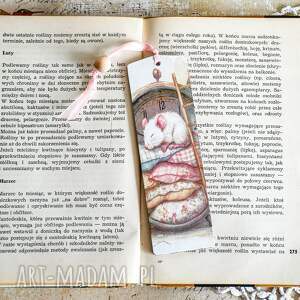 Ręcznie wykonana drewniana zakładka - misiu i myszka
