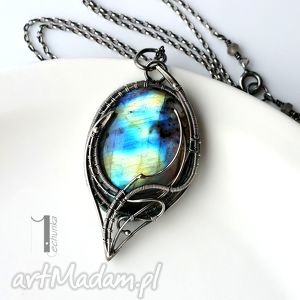 eos - naszyjnik srebrny z labradorytem baśniowy, bajkowy, wirewrapping