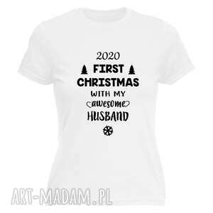 handmade pomysł na świąteczne prezenty koszulka z nadrukiem pierwsze święta z mężem