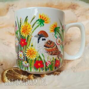 kubki mazurek na łące ręcznie malowany kubek 270 ml, prezent upominek