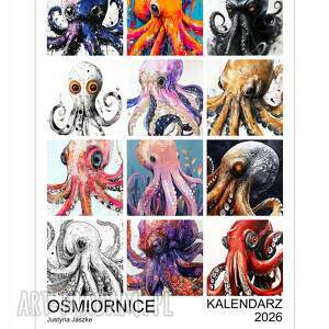 justyna jaszke kalendarz 2026 ośmiornice 15x21 cm zwierzętami