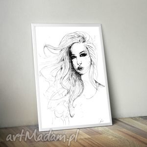 kobieta wersja cyfrowa, portret, skan, rysunek, grafika