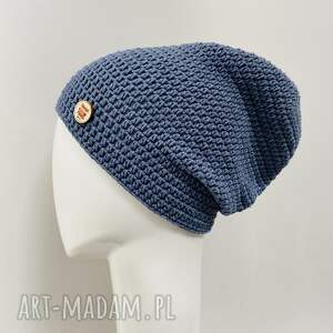 handmade czapki czapka przejściowa cienka beanie smerf jeans