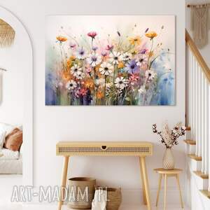 obraz na płótnie - kolorowe kwiaty - 100x70 cm (1 0327)