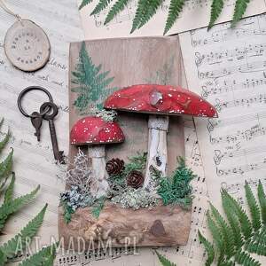 leśny wieszak z muchomorkami no 2 na klucze prezent, ozdoba