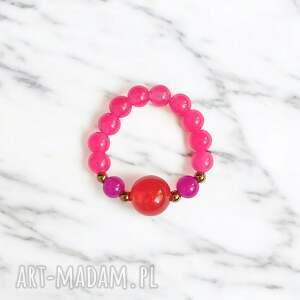 pierścionek summer energy jadeit na gumce, kolorowa biżuteria