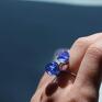 z prawdziwym chabrem - pierścionek niebieski autorskie prezent