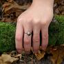 Kamyk - srebrny pierścionek z miedzią rozm. 16 (2210 01) biżuteria z miedzi nieregularny